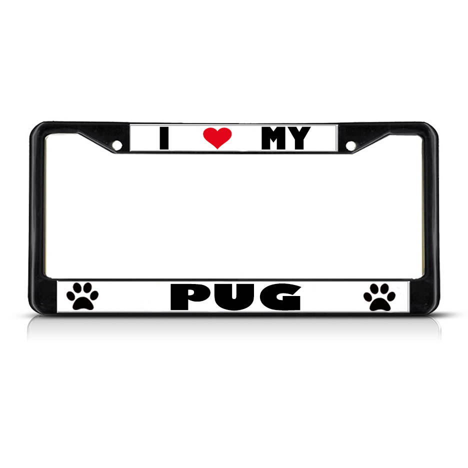 pug license plate frame pug paw pet metal license plate frame tag border two holes ebay pug license plate frame pug paw pet metal license plate frame tag border two holes ebay
