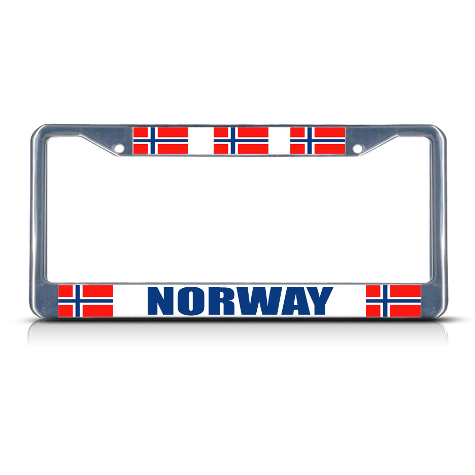 NORWAY FLAG NORWEGIAN Metal License Plate Frame Tag Border Two Holes eBay
