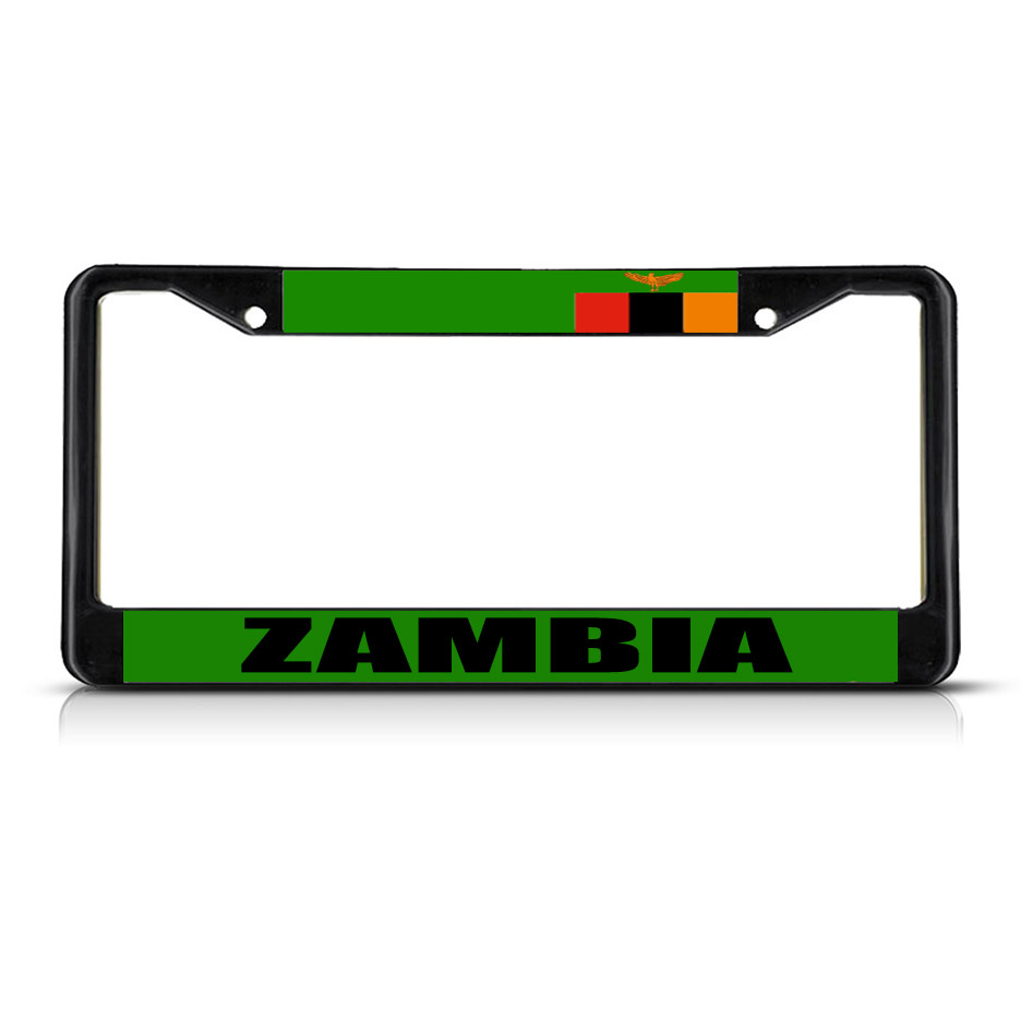 ZAMBIA FLAG Metal License Plate Frame Tag Border Two Holes eBay