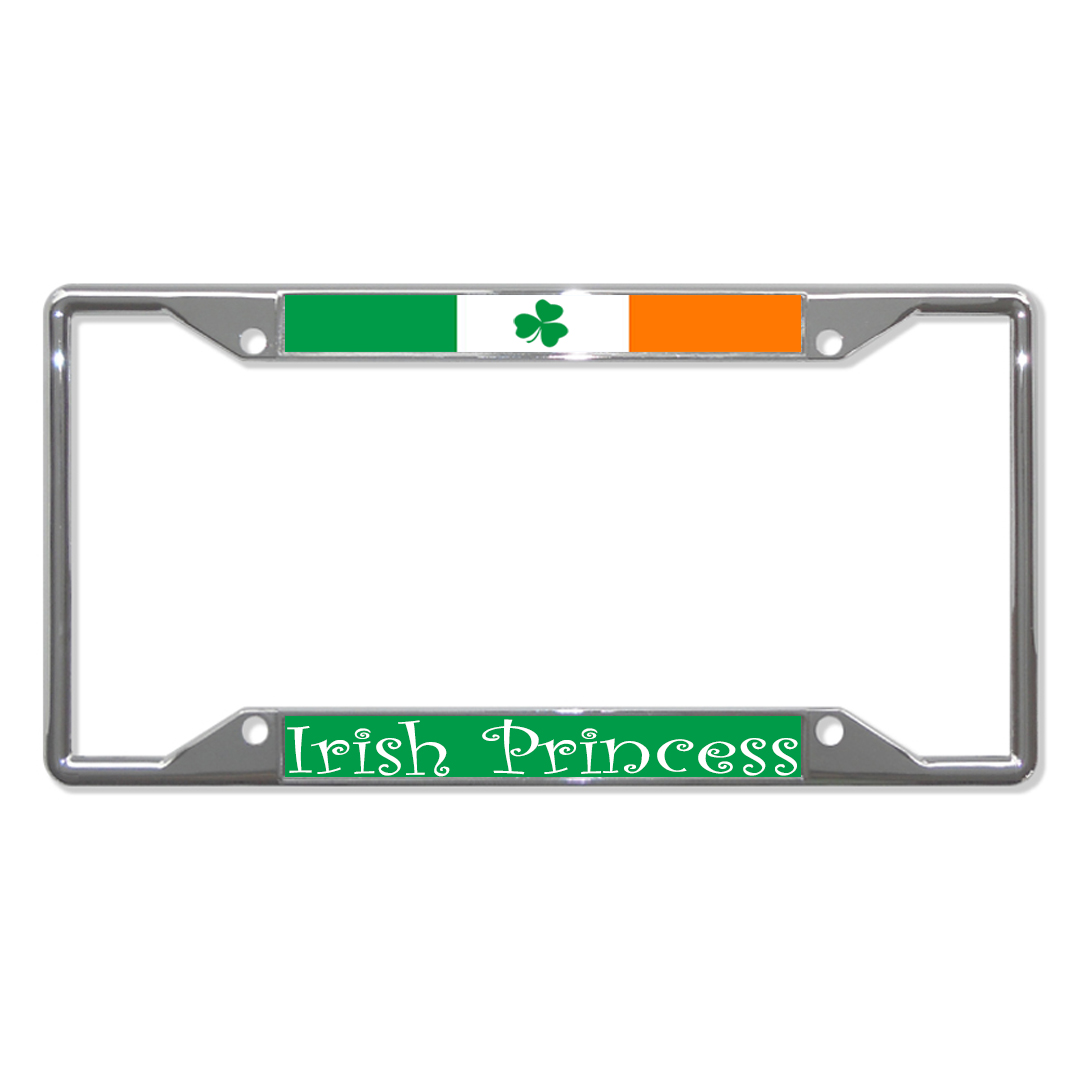 IRELAND SHAMROCK IRISH PRINCESS Metal License Plate Frame Tag Holder