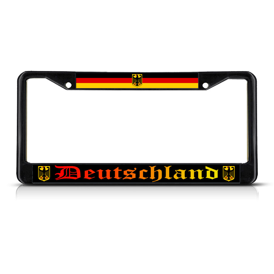 Deutschland, With German Flag With Seal METAL Black License Plate Frame