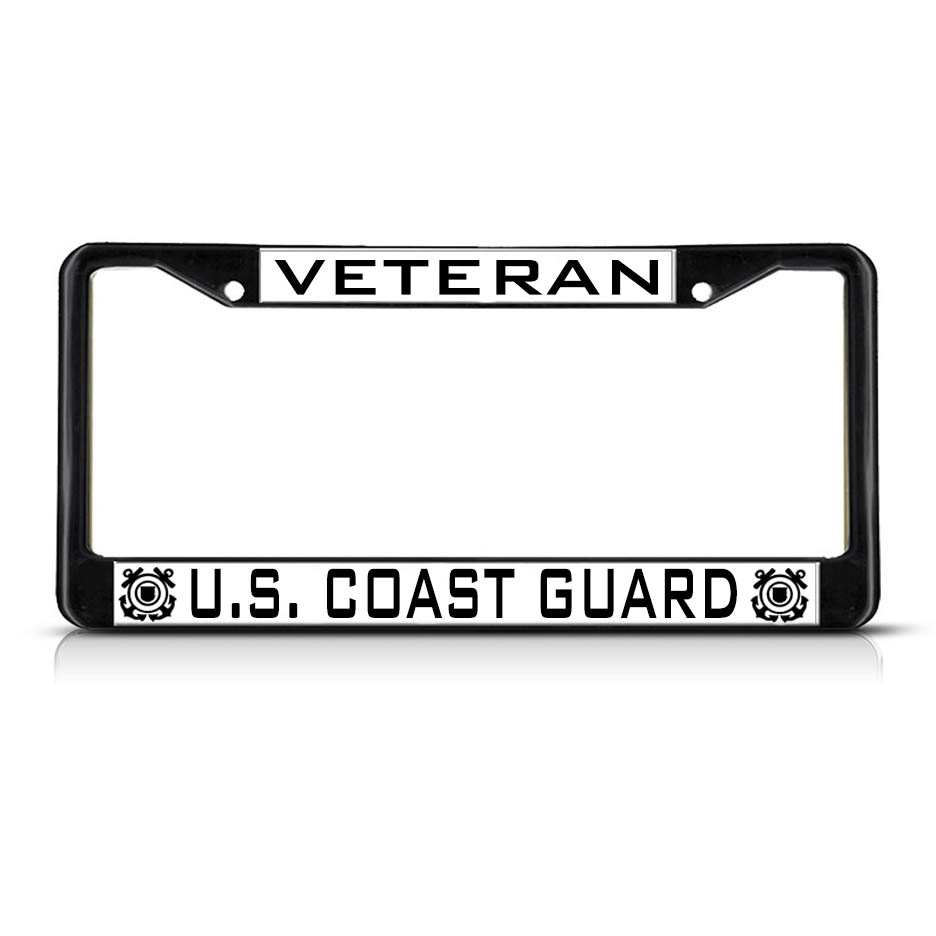 VETERAN U.S. COAST GUARD Black Heavy Duty Metal License Plate Frame eBay